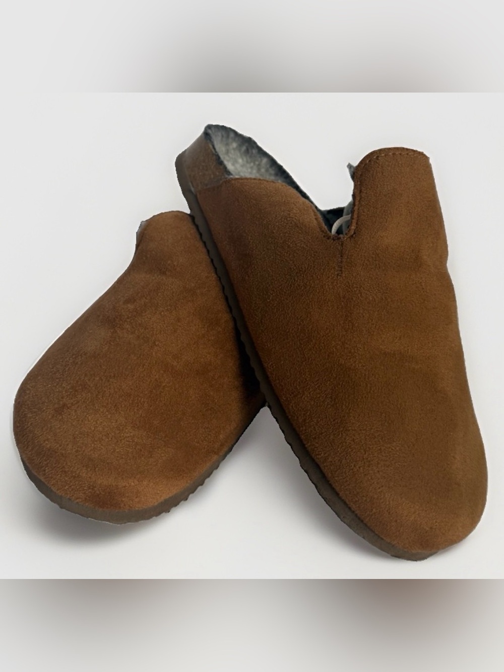 American Eagle AE Faux Suede Shearling Lined Clog Slippers Mules Loafers 8